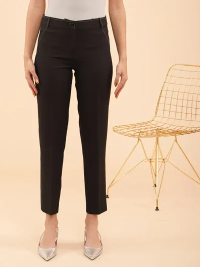 Pantalon coupe droite en double crêpe