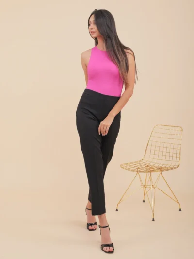 Pantalon Noir en double crêpe Femme
