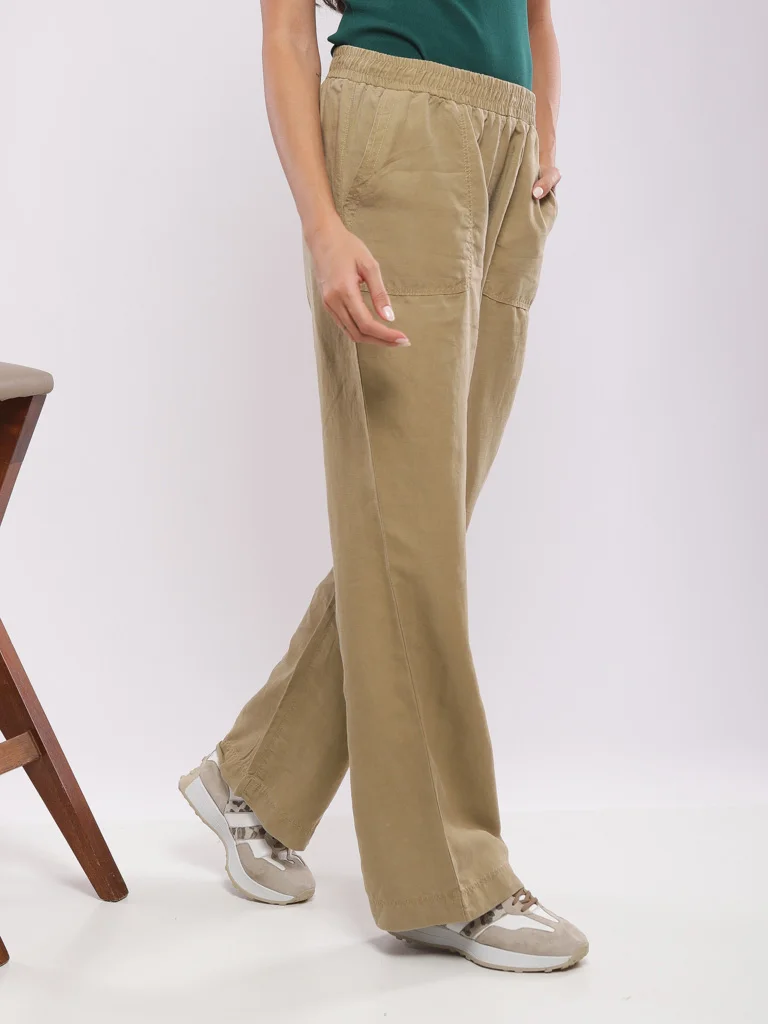 Pantalon large taille élastiquée