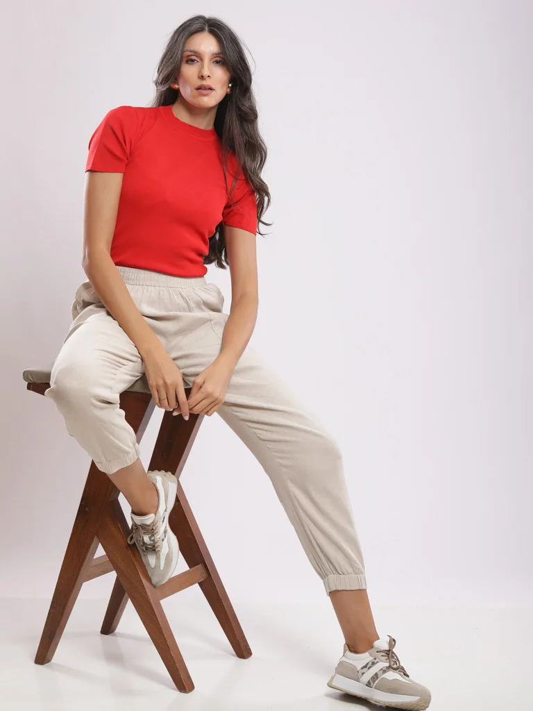 Pantalon jogger lin mélangé