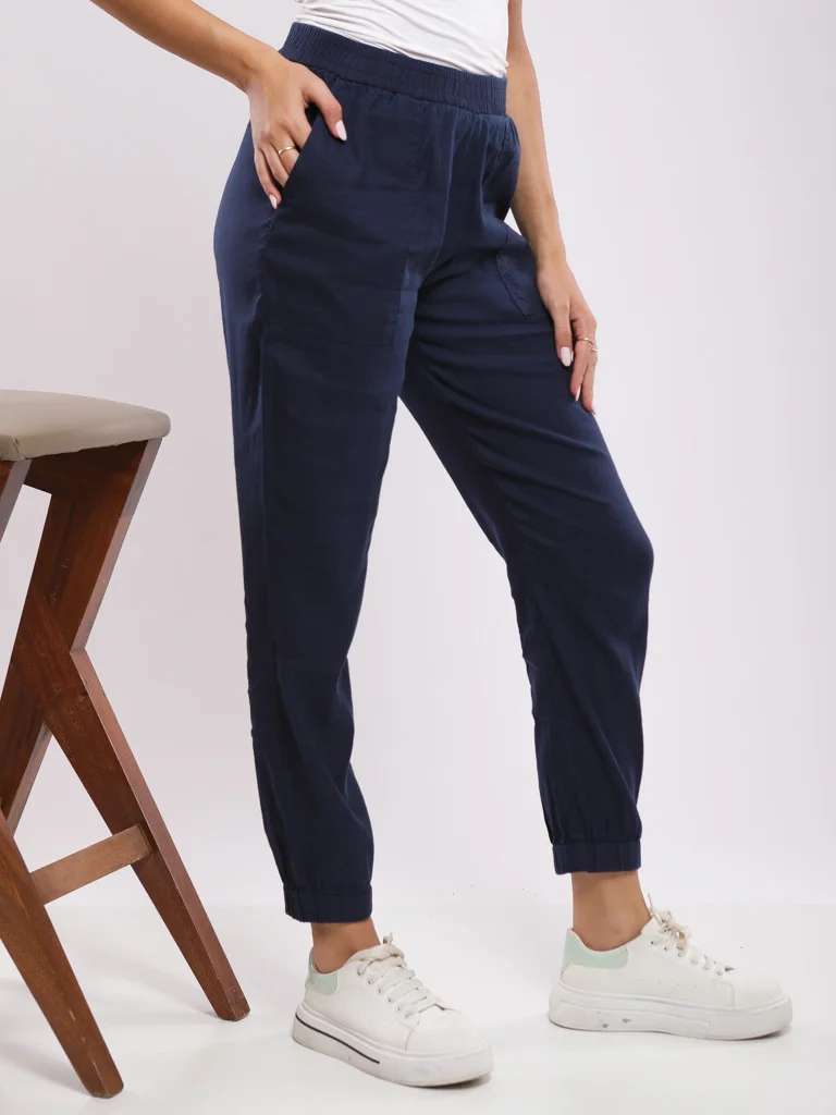 Pantalon jogger lin mélangé