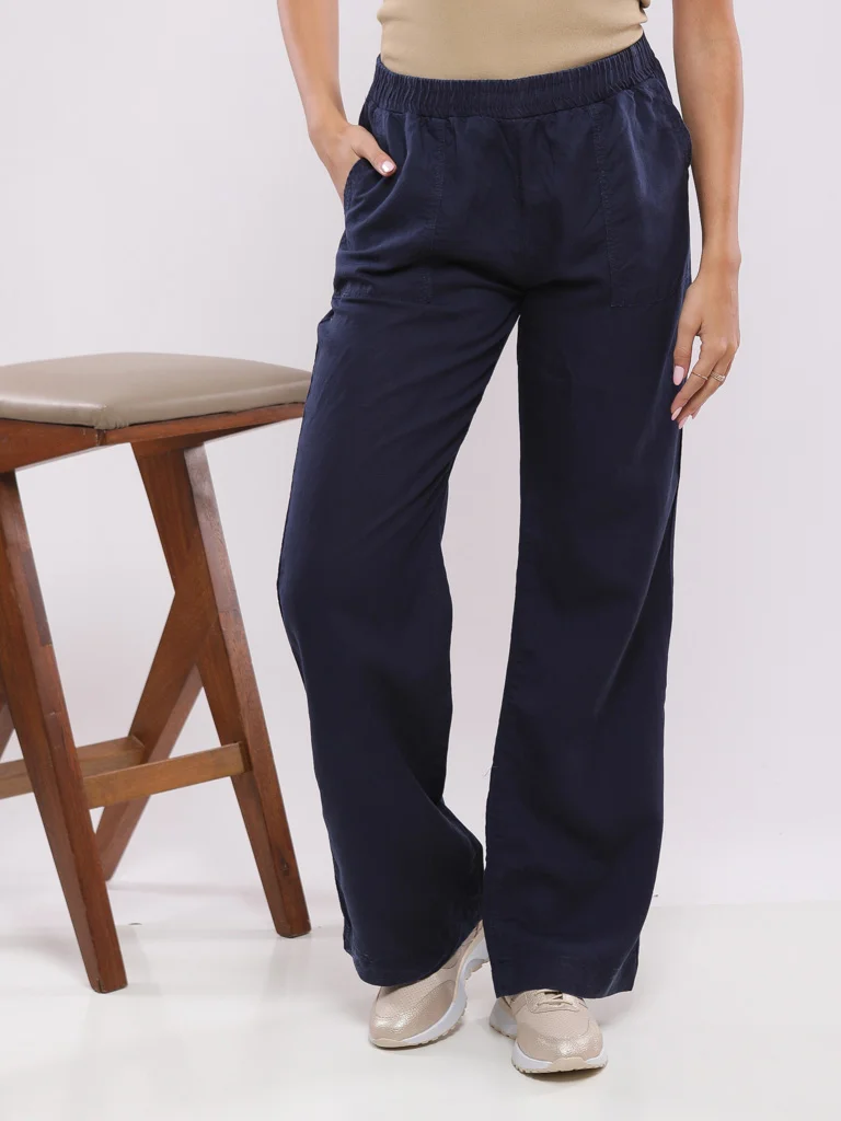 Pantalon large taille élastiquée
