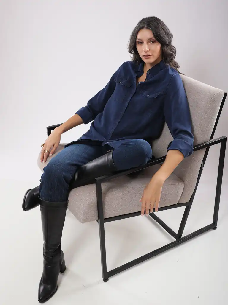 Chemise longue à poches cargo