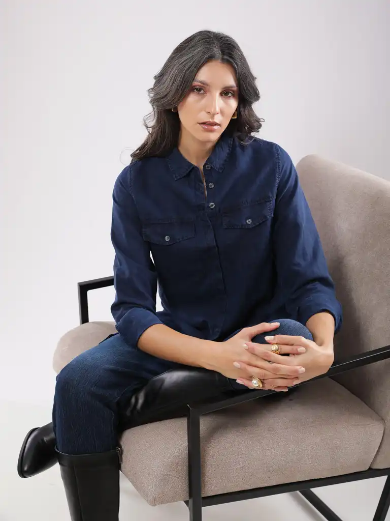 Chemise longue à poches cargo