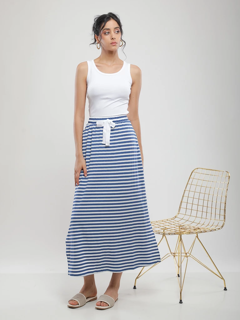 Jupe longue fluide à rayures
