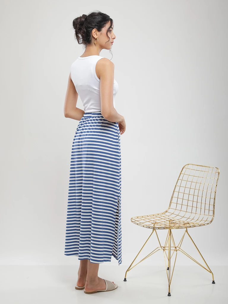 Jupe longue fluide à rayures