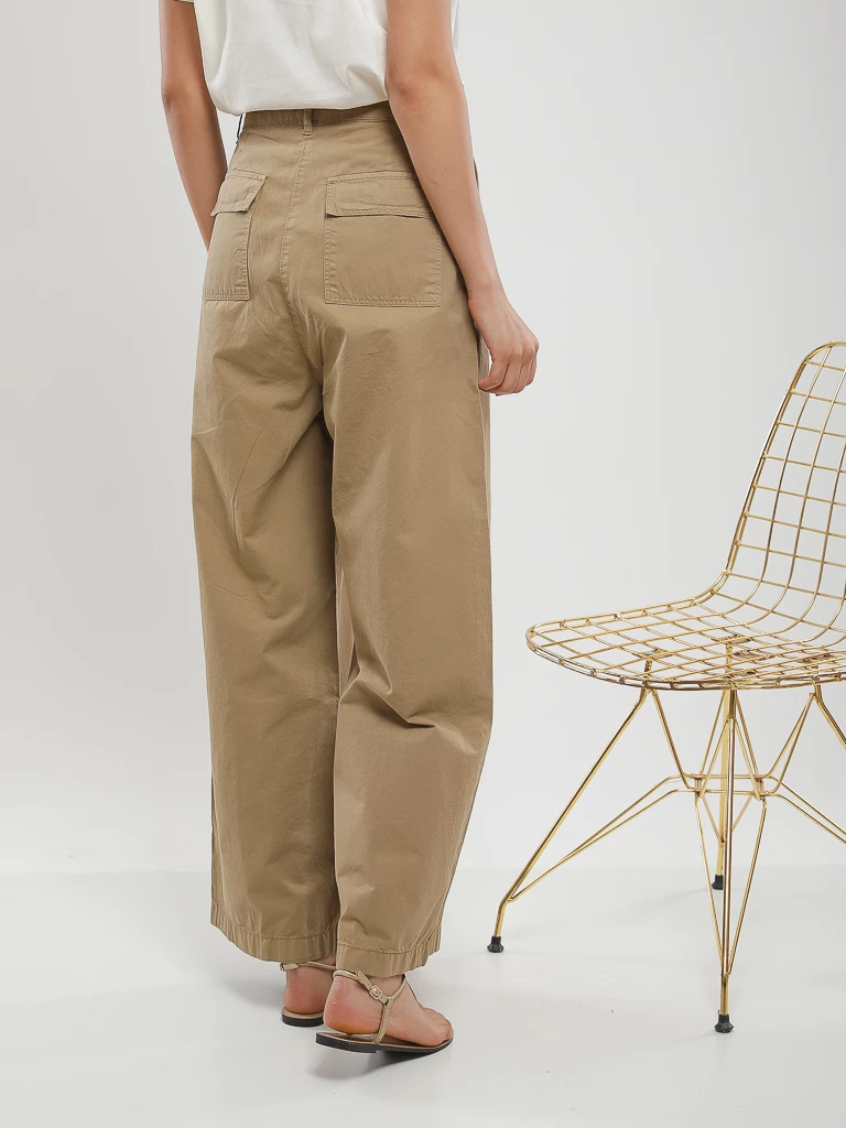 Pantalon large plissé taille haute