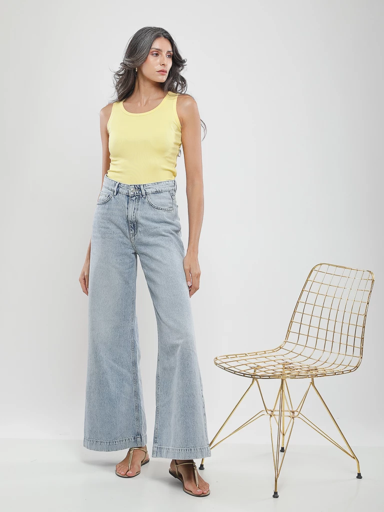 Jean wide leg taille haute