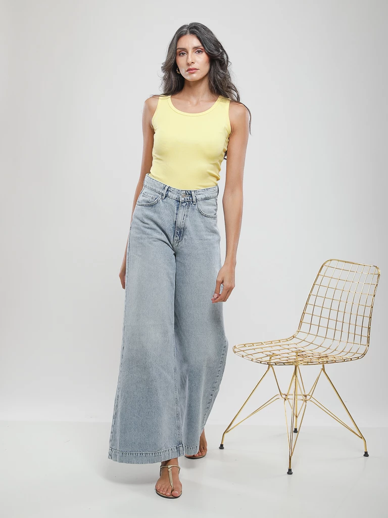 Jean wide leg taille haute
