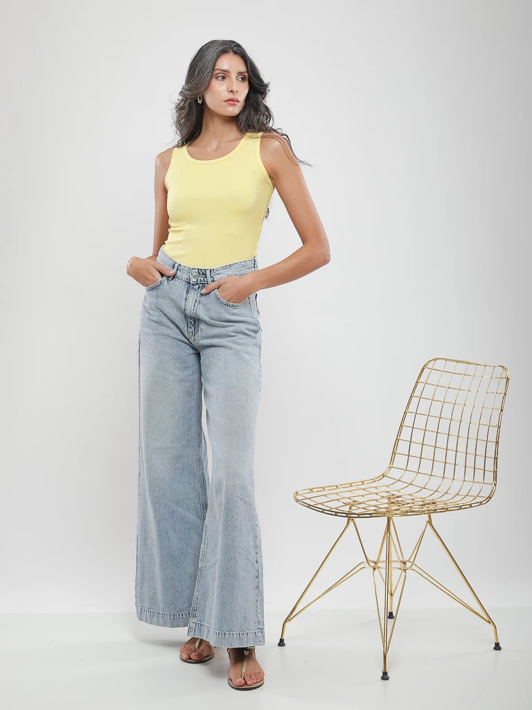 Jean wide leg taille haute