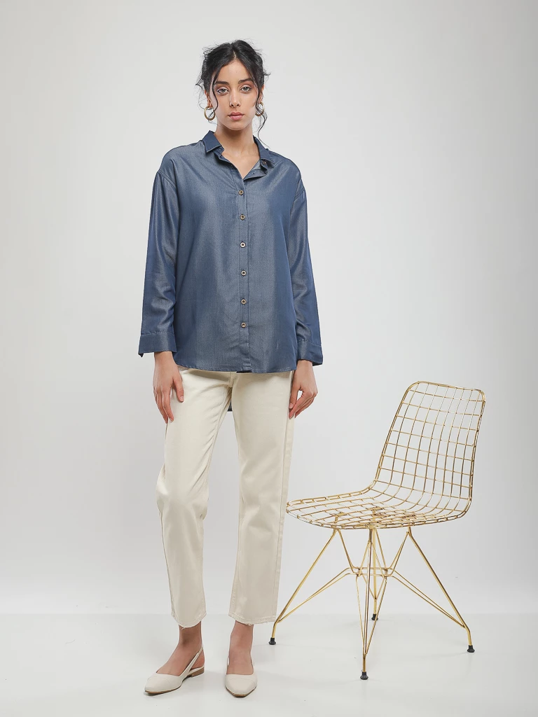 Chemise oversize effet denim