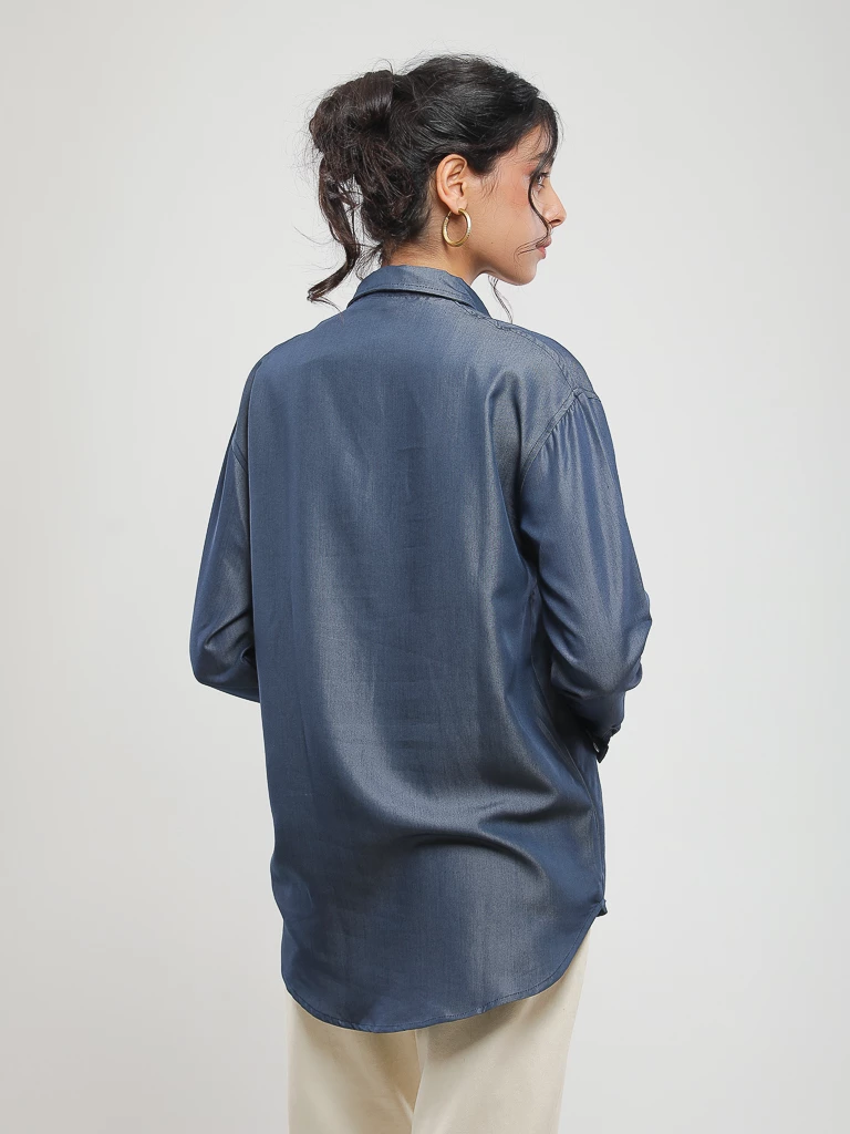 Chemise oversize effet denim