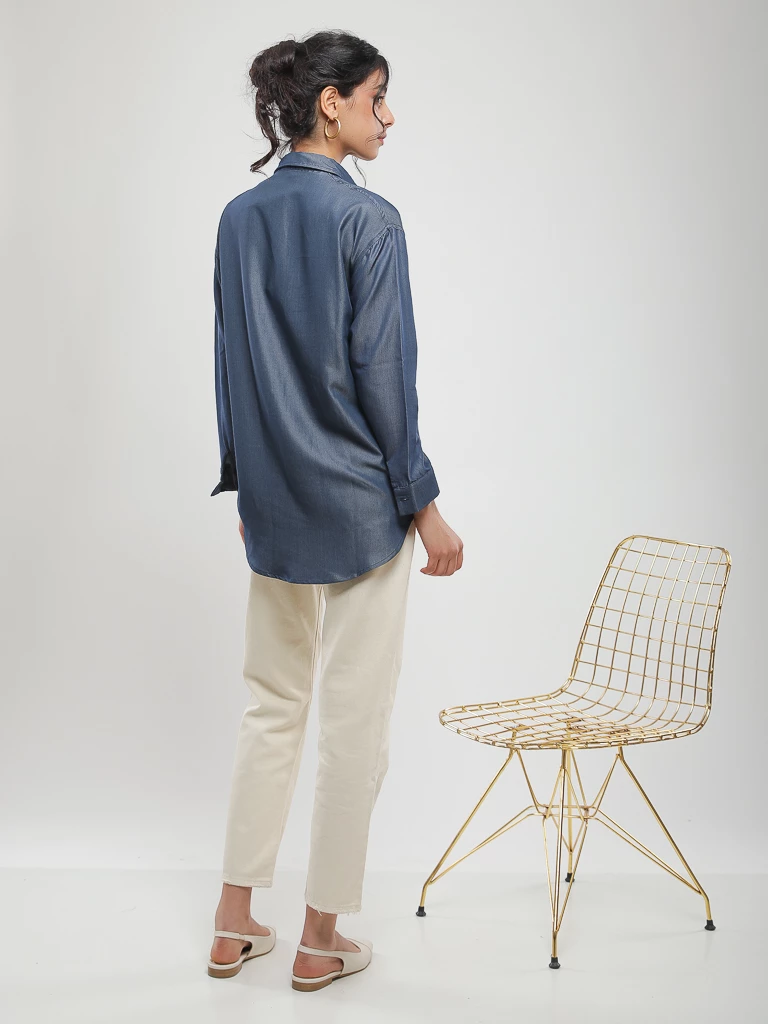 Chemise oversize effet denim