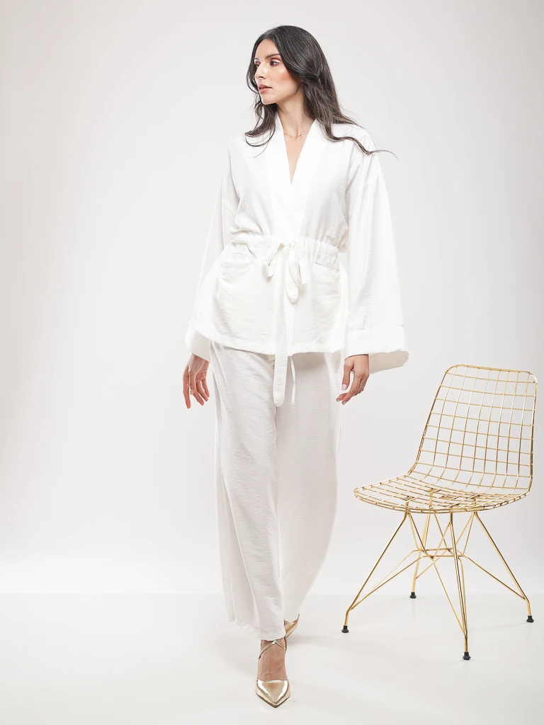 Pantalon large avec cordon de serrage