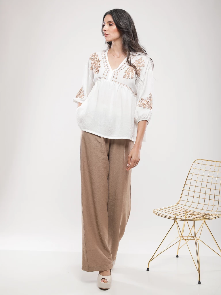 Blouse Brodée manches 3/4