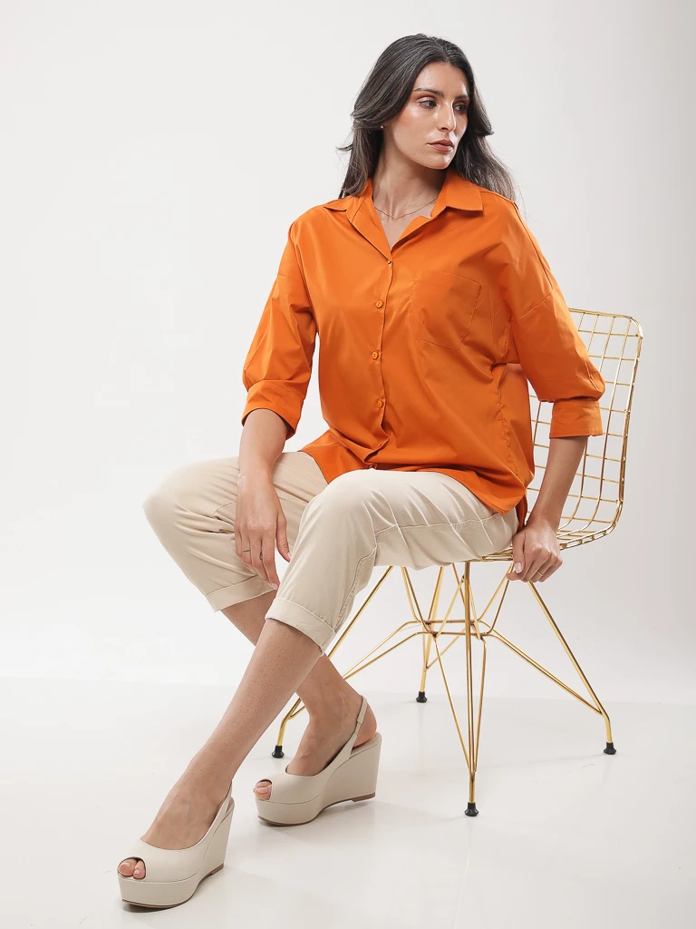 Chemise oversize manches 3/4