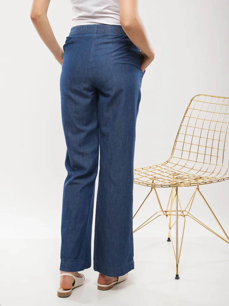 Pantalon large coton taille élastiquée