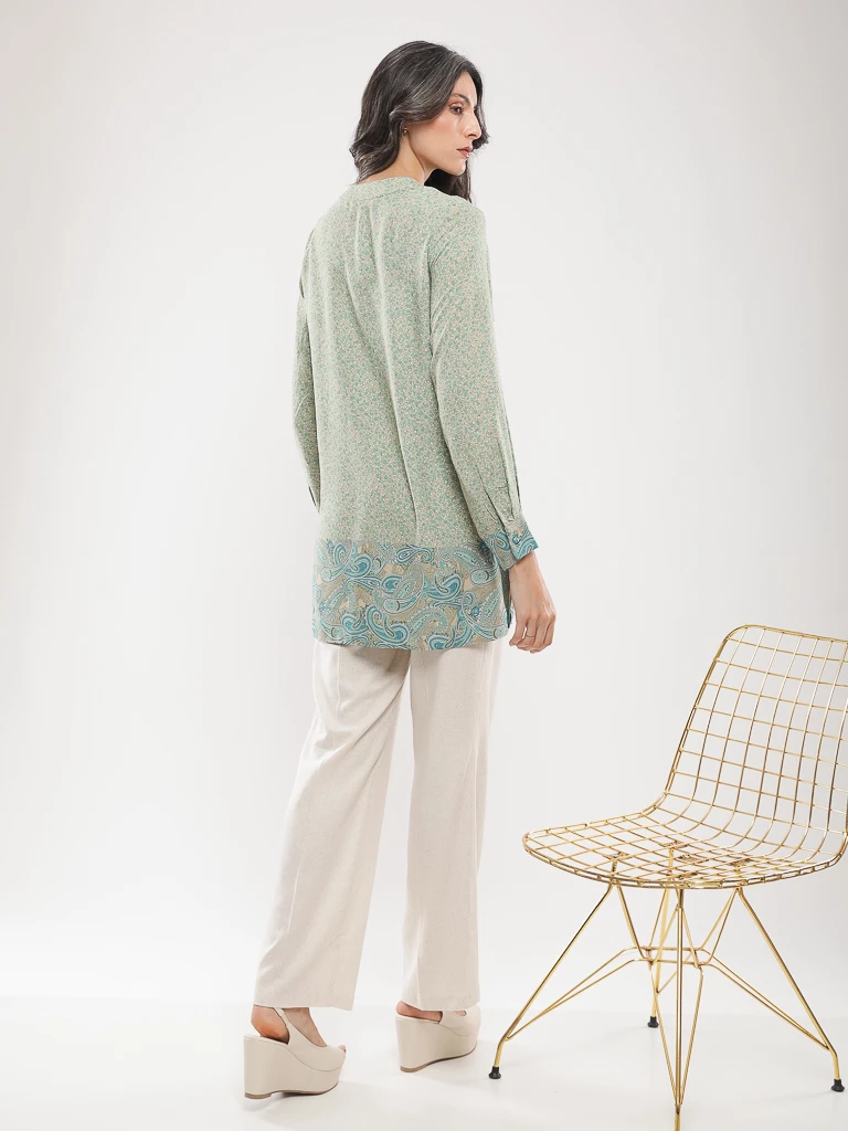 Blouse imprimé paisley brodée