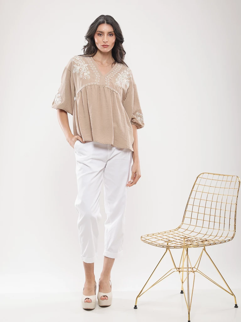 Blouse Brodée manches 3/4