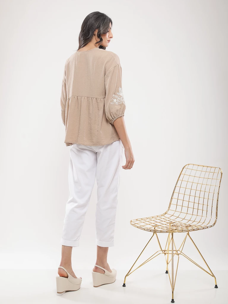 Blouse Brodée manches 3/4