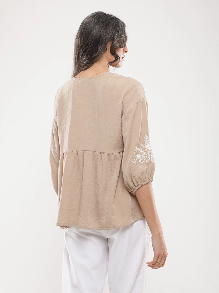Blouse Brodée manches 3/4