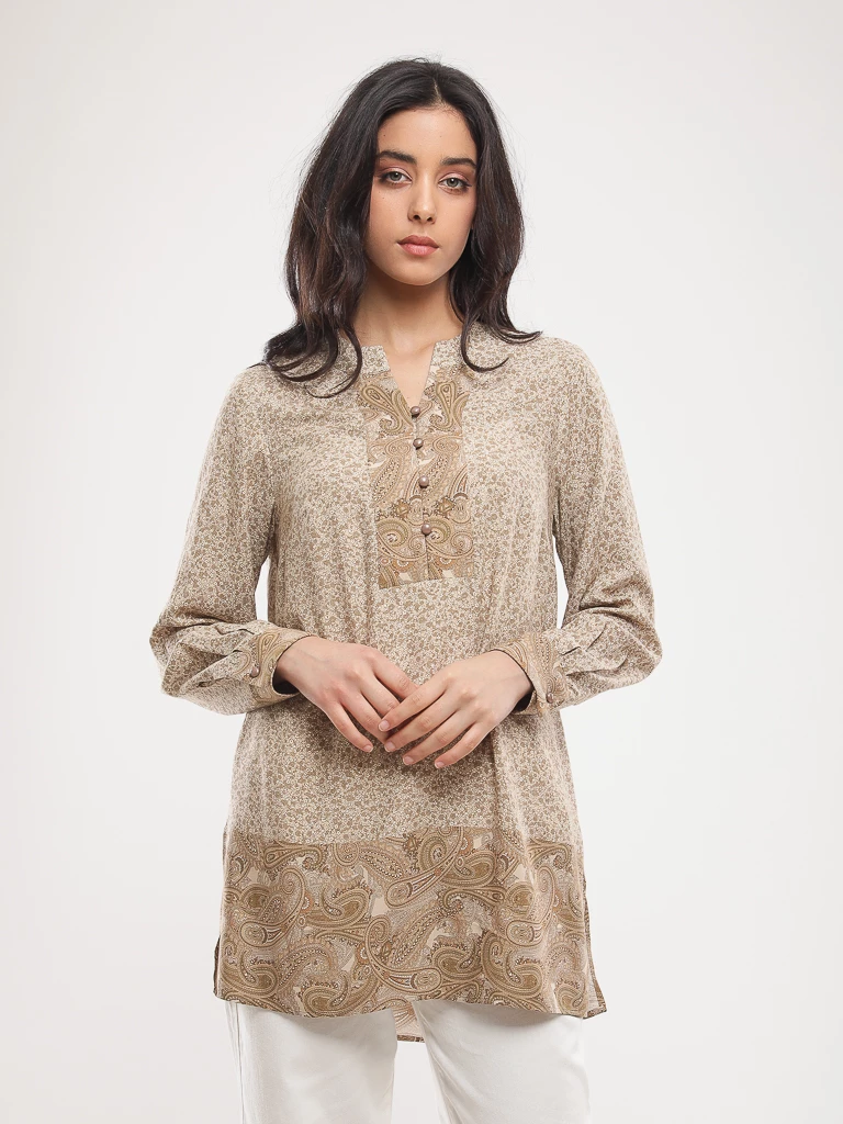 Blouse imprimé paisley brodée