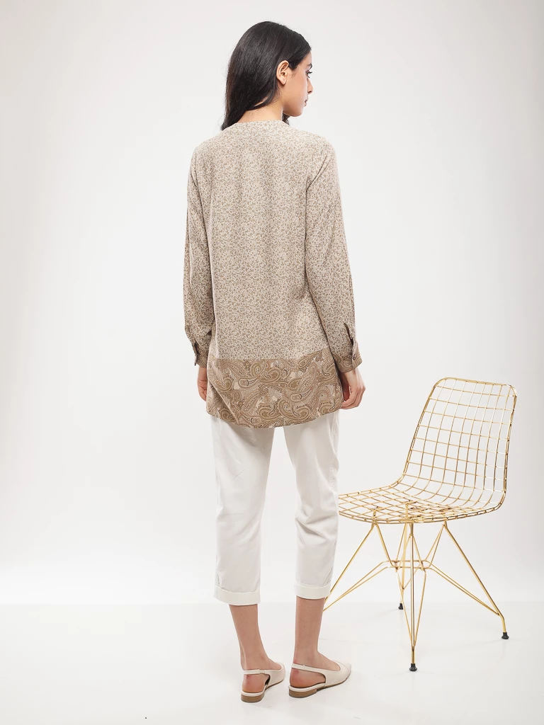 Blouse imprimé paisley brodée