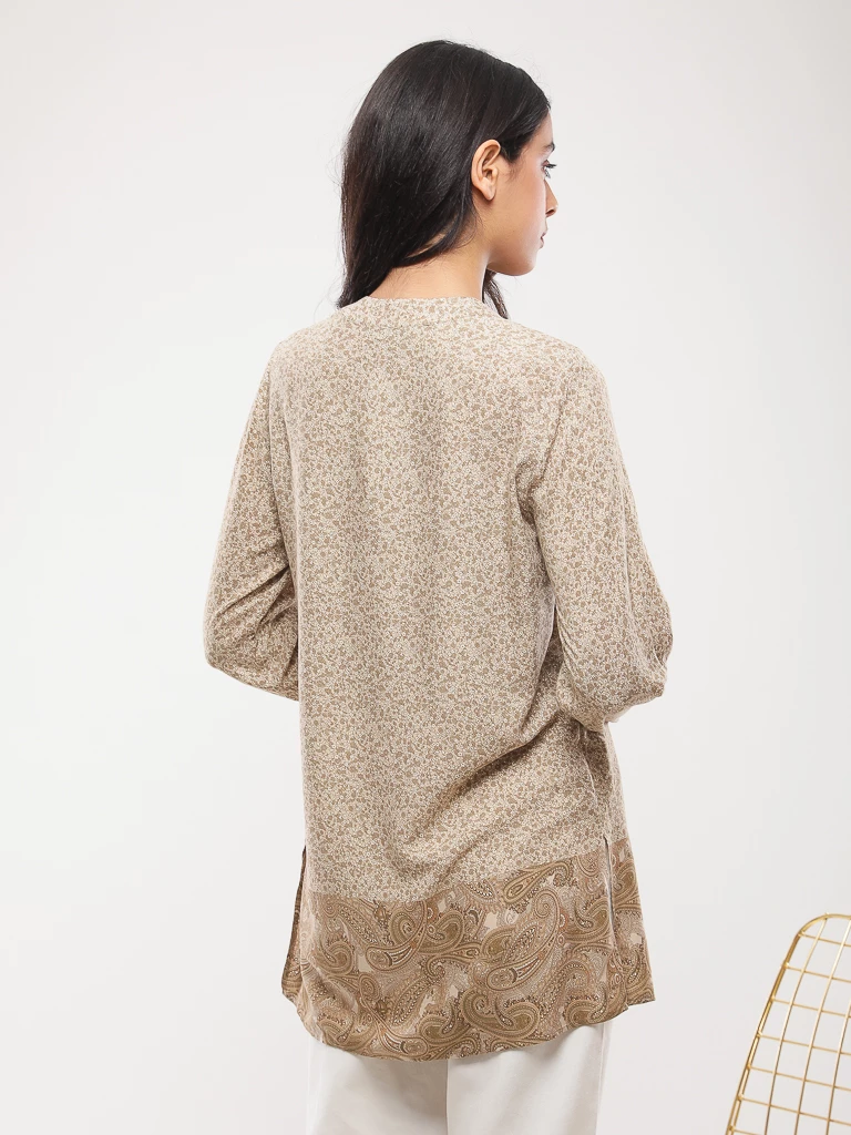 Blouse imprimé paisley brodée