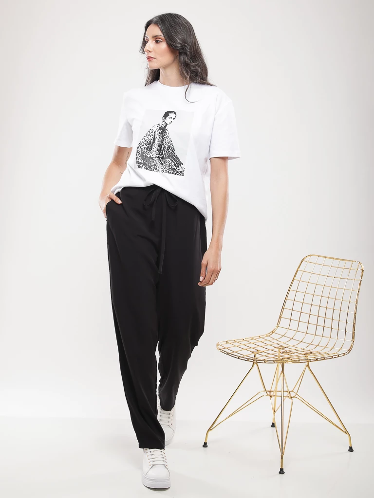 Pantalon large à cordon de serrage