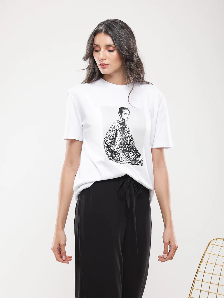 T-shirt coton à imprimé graphique