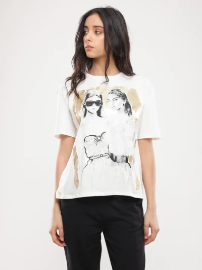 T-shirt coton à imprimé graphique