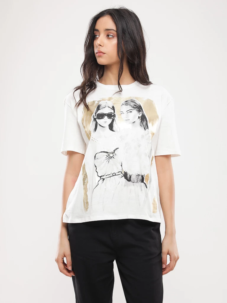 T-shirt coton à imprimé graphique