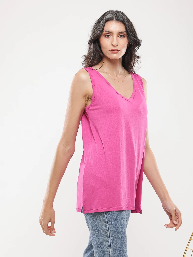 Débardeur long et fluide à col V