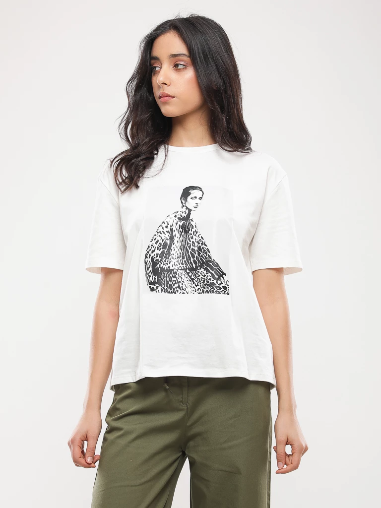 T-shirt coton à imprimé graphique