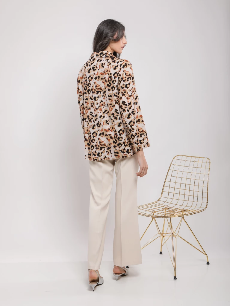 Chemise en lin imprimé léopard