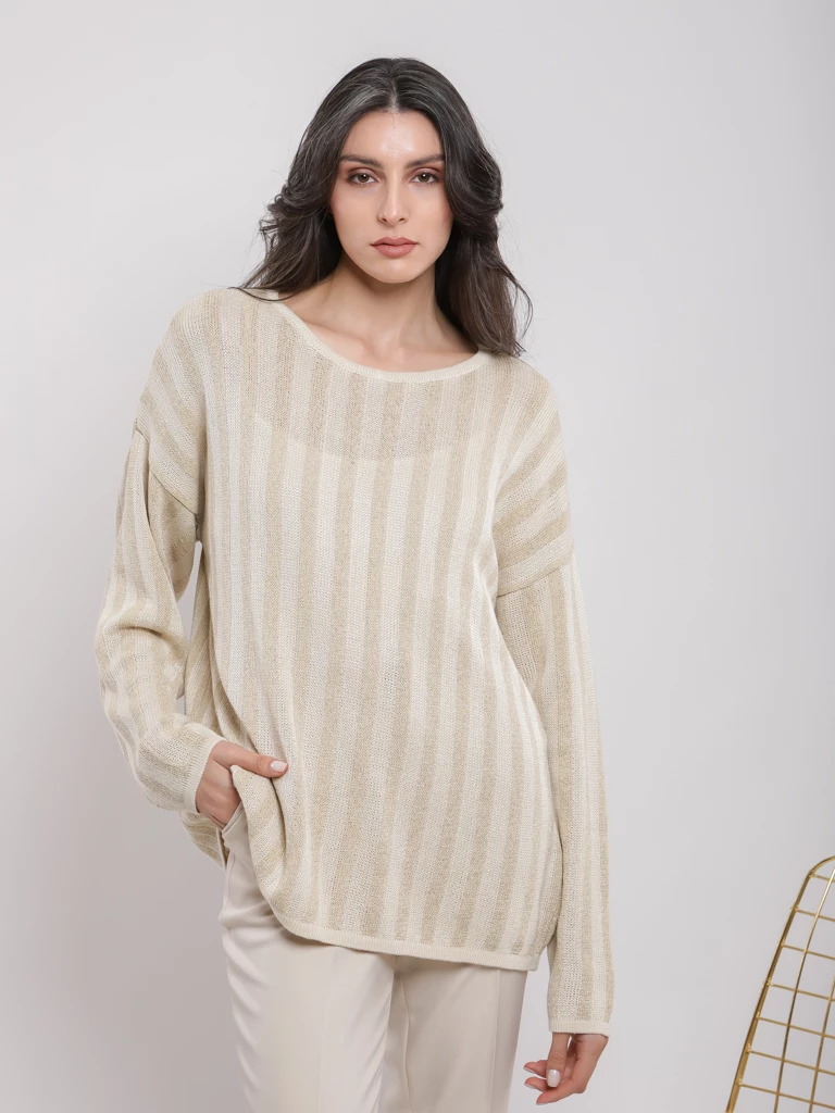 Pull ample à rayures scintillantes