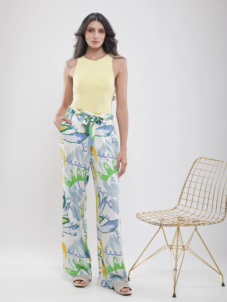 Pantalon imprimé tropical