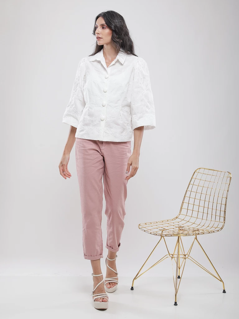 Chemise brodée fleurs