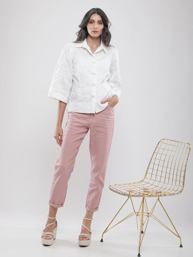 Pantalon droit taille haute 7/8ème