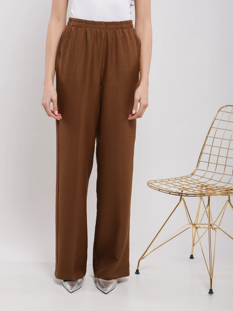 Pantalon large fluide en lin mélangé