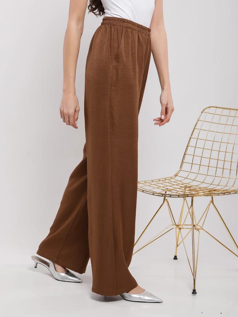 Pantalon large fluide en lin mélangé