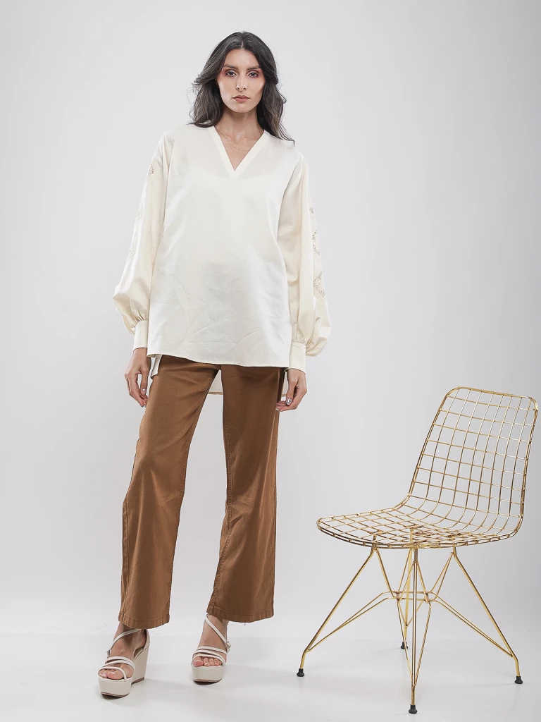 Blouse oversize manches bouffantes