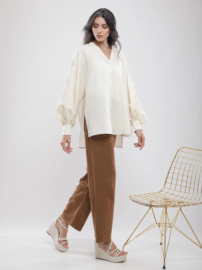 Blouse oversize manches bouffantes