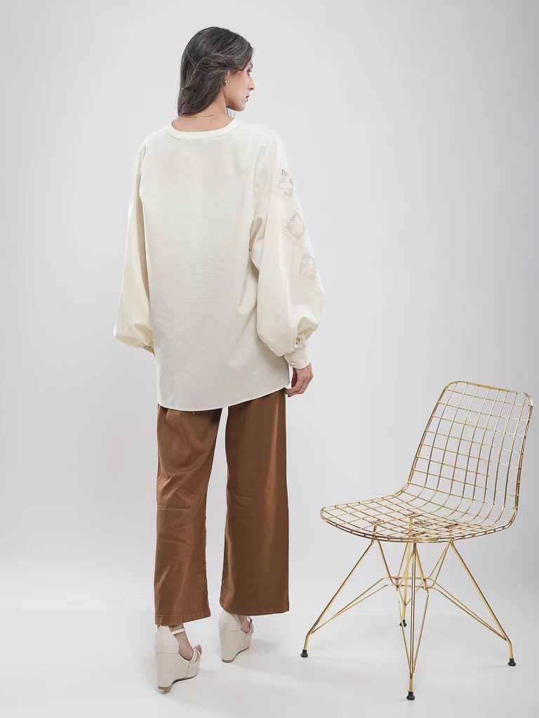 Blouse oversize manches bouffantes