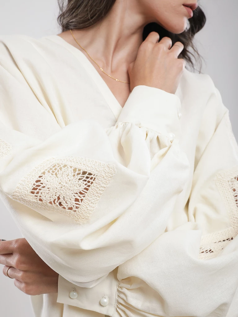 Blouse oversize manches bouffantes