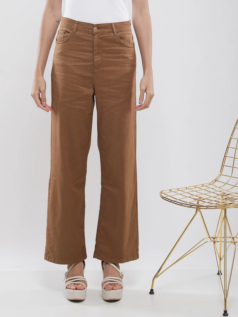 Pantalon large taille haute