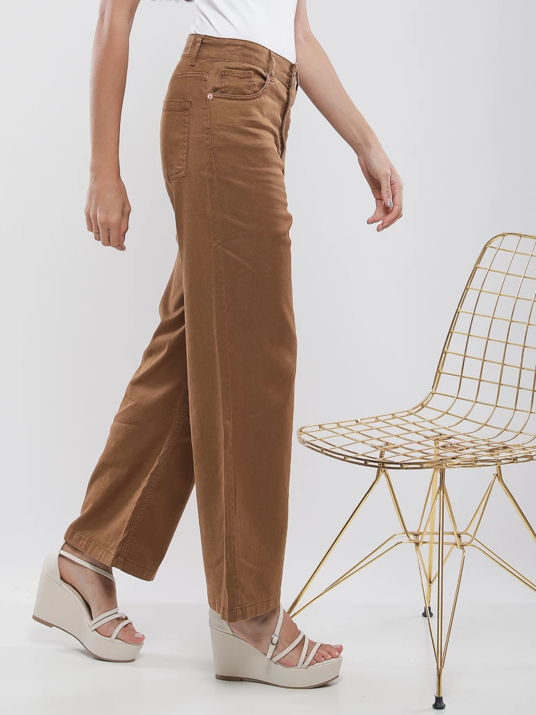 Pantalon large taille haute