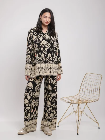 Pantalon fluide à imprimé ethnique