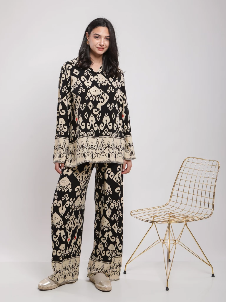 Pantalon fluide à imprimé ethnique