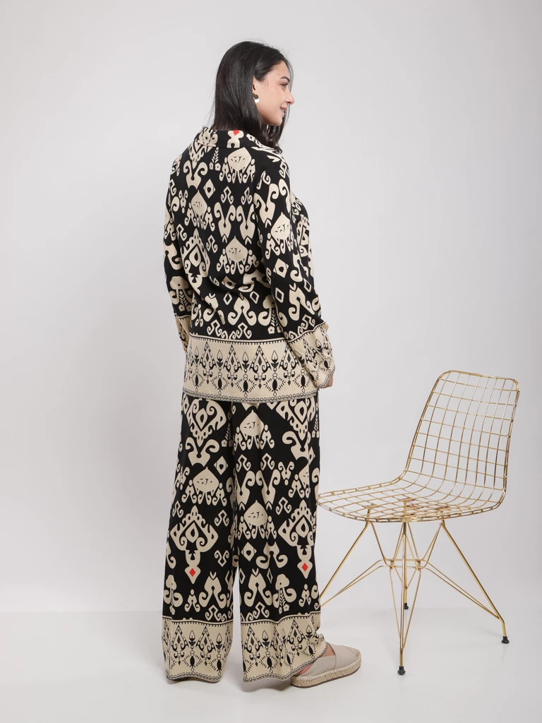 Pantalon fluide à imprimé ethnique